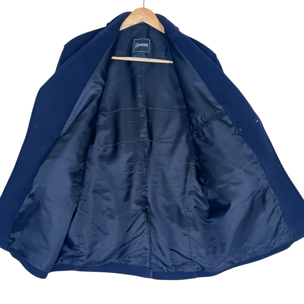 Navy Blue Wool Pea Coat Mens 38 Double Breasted Fisherman Nautical Classic Prep - Picture 3 of 9